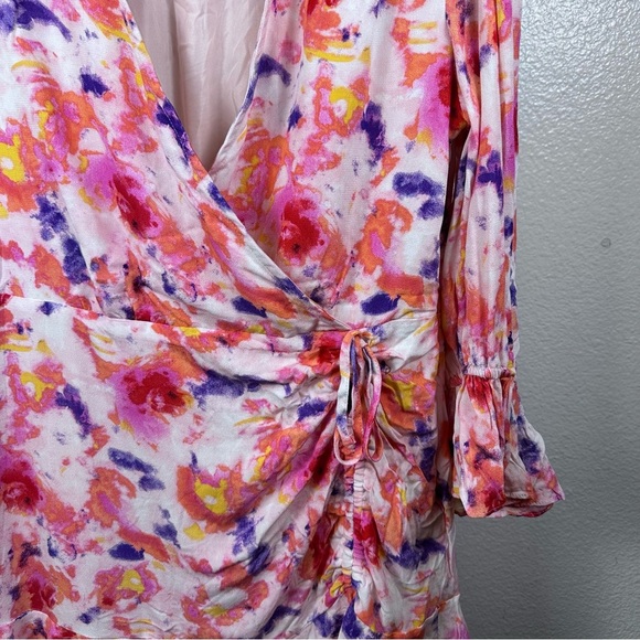 Betsey Johnson Pink and Purple Ruched Wrap Dress - Picture 2 of 9